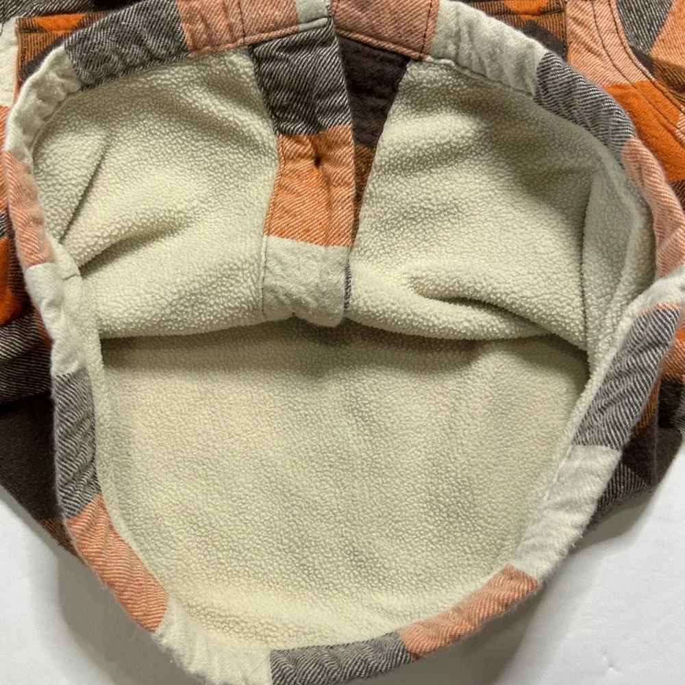 Gymboree Boys Plaid Flannel Shirt‎ Orange Brown Cream Gray Size 12-18 Months